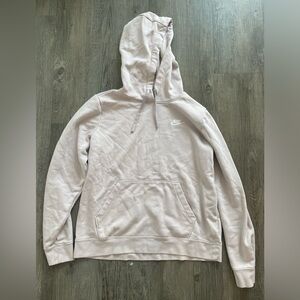 Nike Women’s Large Soft Pink Mauve Pullover Hoodie Sweatshirt Front Pocket Logo